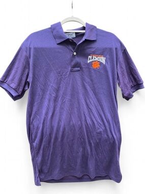 Vintage Clemson Tigers Purple Polo Shirt Made In USA Size Large